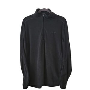 Champion Gray 1/4 Zip Fleece Sports Wear Sweatshirt Size L